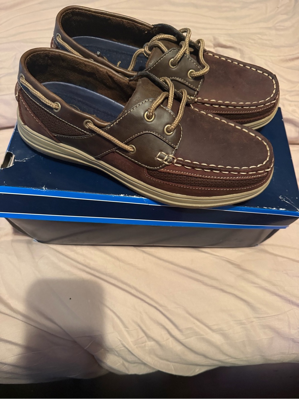 croft & barrow Brown Leather and Tan Trim Boat Shoes